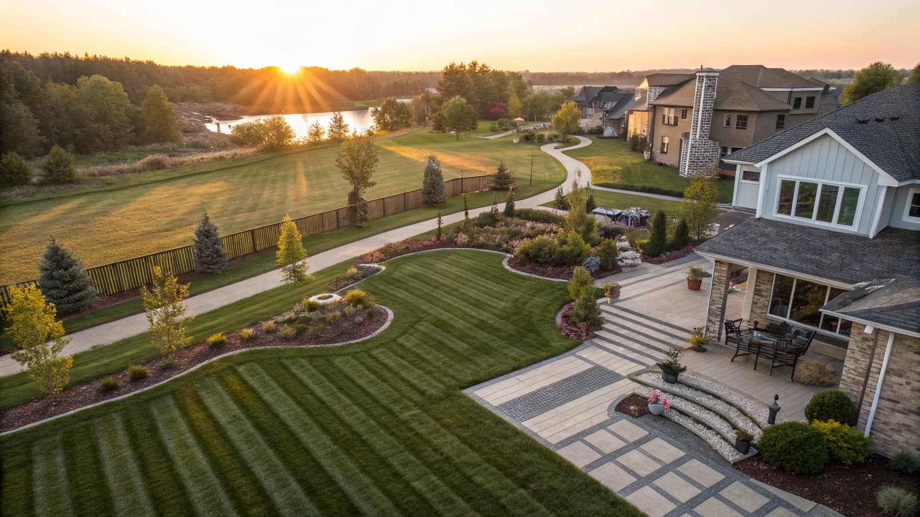 Beautiful home with a pristine, lush green lawn